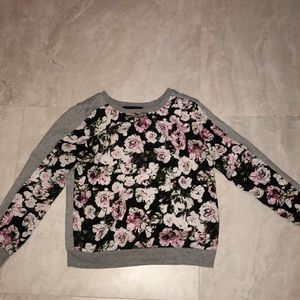 Gray and floral sweater